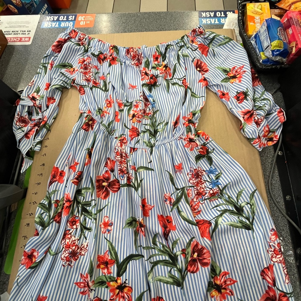 Love J Vibrant Floral Off-Shoulder Dress